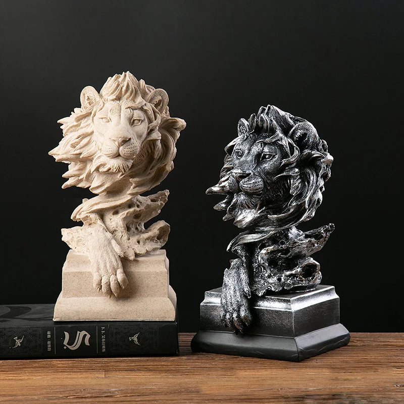 Custom Vintage Golden Lion Statues Office Home Decor Creative Animal Resin Crafts