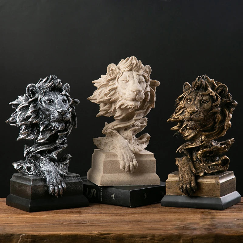Custom Vintage Golden Lion Statues Office Home Decor Creative Animal Resin Crafts
