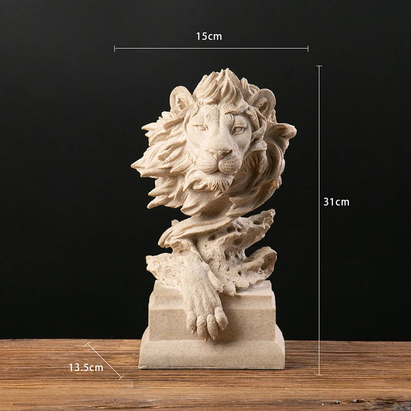 Custom Vintage Golden Lion Statues Office Home Decor Creative Animal Resin Crafts
