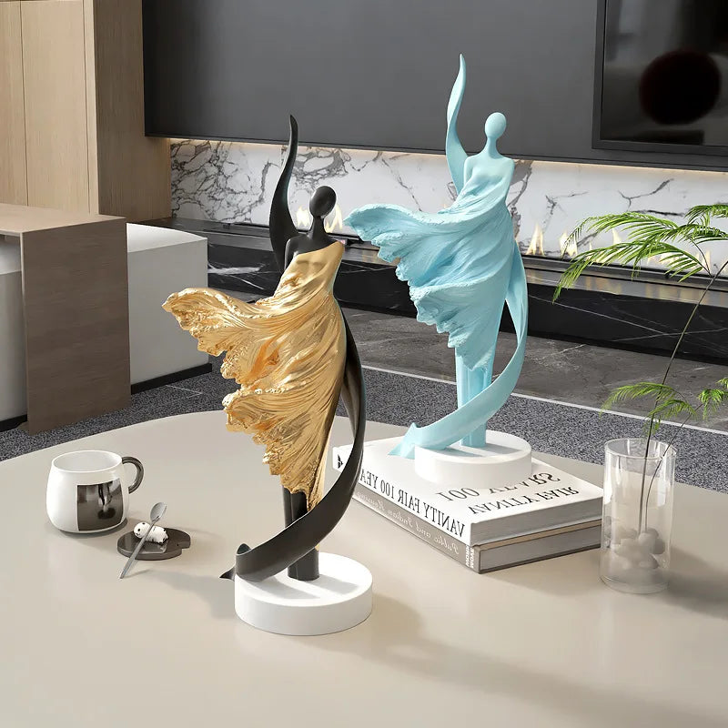 Abstract Resin Figurine Sculpture Modern Golden Character Art Statue Elegant Home Decoration Ornament for Living Room Office