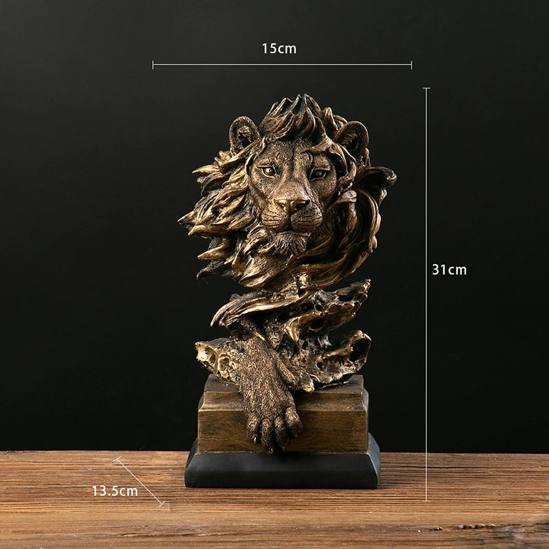 Custom Vintage Golden Lion Statues Office Home Decor Creative Animal Resin Crafts