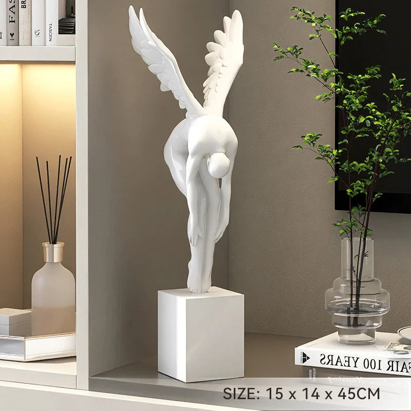 Deluxe Sense Light Luxury Figure Floor Decoration Living Room Hotel Lobby Art Angel Sculpture Resin Craft